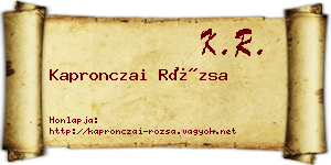 Kapronczai Rózsa névjegykártya